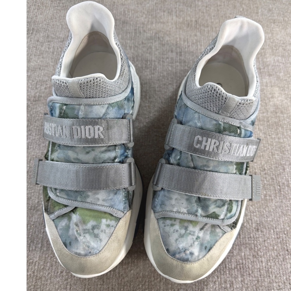Christian Dior D-Connect Tie Dye Quilted Sneakers Grey Blue Women 11/Mens 8.5 - Picture 7 of 11